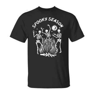 Gray Spooky Season Skeleton T-Shirt